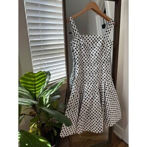 Dolce & Gabbana Black and White Polka Dot Sleeveless Fit & Flare Dress Sz 42 6US